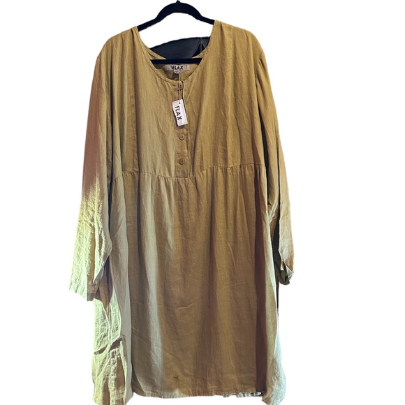 Flax Dresses & Skirts - FLAX NWT Corozo Collection heavier weight Linen Mustard Colored Dress Size 1G